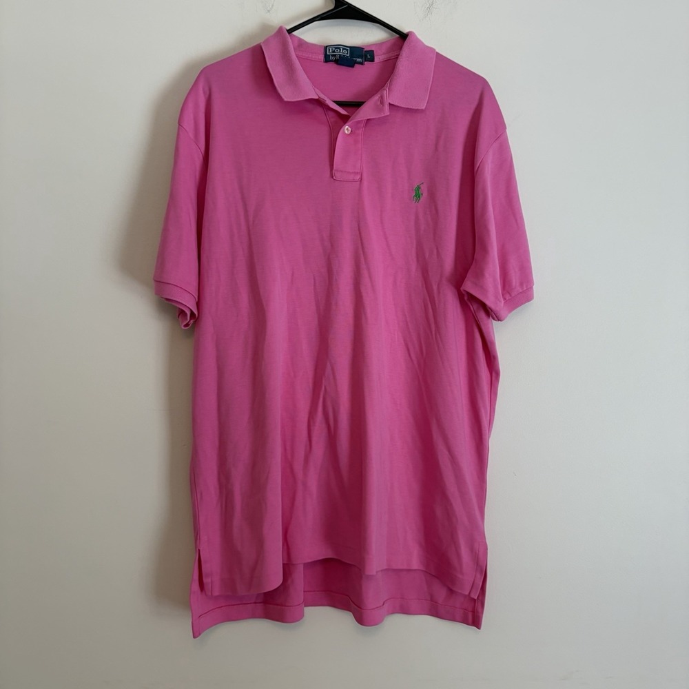 Polo Ralph Lauren Polo Shirt Large Pink Cotton Preppy Work Casual Everyday